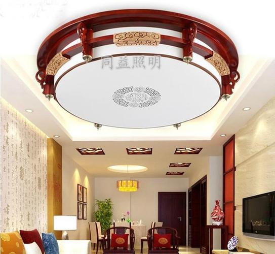照明廠提供的現(xiàn)代中式燈吸頂 圓形木藝,羊皮燈客廳燈臥室節(jié)能燈飾產品